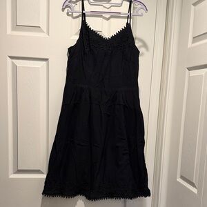 Black Sleeveless Dress with Lace Trim